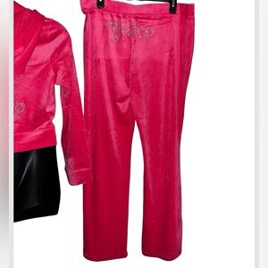 JUICY COUTURE PINK PARTY OG BLING RHINESTONE VELOUR TRACKSUIT PANTS XL NWT